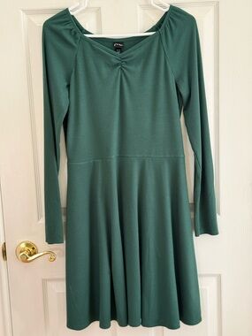 art class Teal Green Ribbed Long-Sleeve Fit & Flare Dress